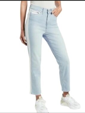 Athleta Sculpt Tek Straight Tuxedo Stripe Jeans Size 16